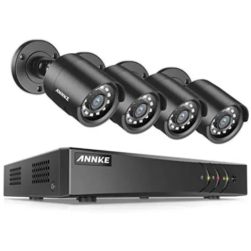 ANNKE 8 Channel Security Camera System 5MP Lite H.265+ CCTV DVR Recorder and (4) 1080P Weatherproof Indoor/Outdoor Surveillance Cameras, Email Alert with Snapshots, NO Hard Drive-S300