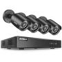ANNKE 8 Channel Security Camera System 5MP Lite H.265+ CCTV DVR Recorder and (4) 1080P Weatherproof Indoor/Outdoor Surveillance Cameras, Email Alert with Snapshots, NO Hard Drive-S300