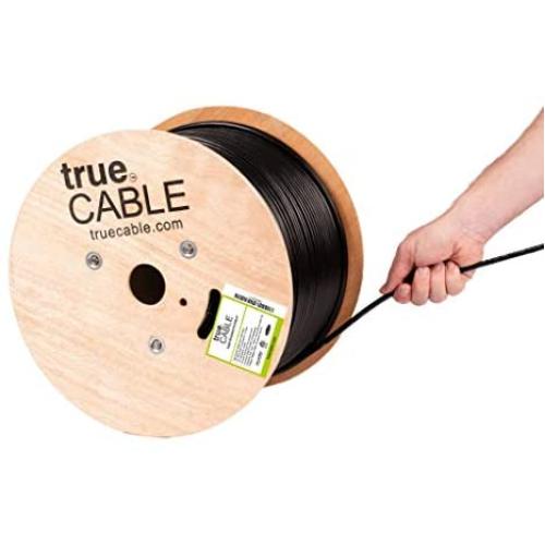 trueCABLE Cat6 Outdoor, Shielded FTP, 1000ft, UV Resistant, Aerial CMX Rated, Black, 23AWG Solid Bare Copper, 550MHz, ETL Listed, Bulk Ethernet Cable