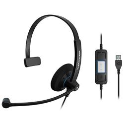 Sennheiser SC 30 USB CTRL (505548) - Single-Sided Business Headset | For Unified Communications | with HD Sound, Noise-Cancelling Microphone, & USB Connector (Black)