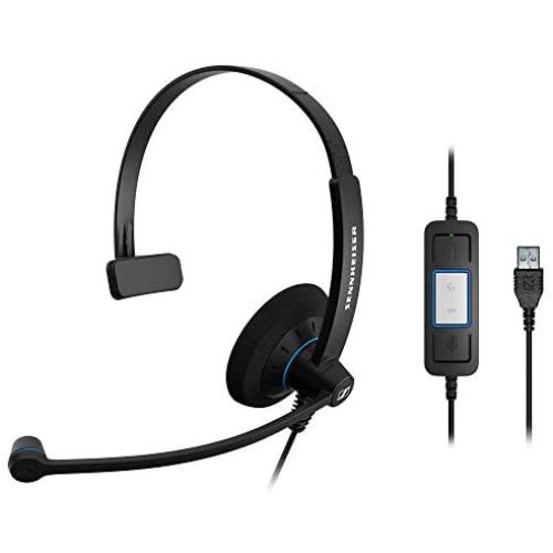 Sennheiser SC 30 USB CTRL (505548) - Single-Sided Business Headset | For Unified Communications | with HD Sound, Noise-Cancelling Microphone, & USB Connector (Black)