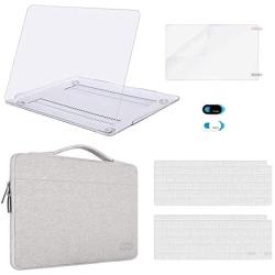 MOSISO MacBook Air 13 inch Case 2020 2019 2018 Release A2337 M1 A2179 A1932 Retina, Plastic Hard Shell&Sleeve Bag&Keyboard Cover&Webcam Cover&Screen Protector Compatible with MacBook Air 13,Clear&Gray