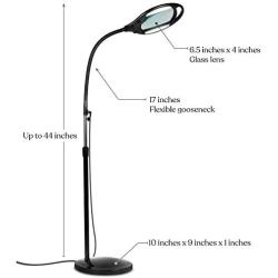 Brightech LightView Pro - Full Page Magnifying Floor Lamp - Hands Free Magnifier with Bright LED Light for Reading - Flexible Gooseneck Holds Position - Standing Mag Lamp