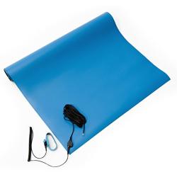 Bertech-2059R ESD Rubber Mat Kit, 18 Inches Wide x 24 Inches Long x 0.06 Inches Thick, Blue, Includes a Wrist Strap and Grounding Cord, RoHS and REACH Compliant (Assembled in USA)