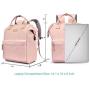 BRINCH Laptop Backpack 15.6 Inch Wide Open Computer Backpack Laptop Bag College Rucksack Water Resistant Business Travel Backpack Multipurpose Casual Daypack with USB Charging Port for Women,Pink