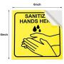 10 Pieces Sanitize Hands Here Signs Stickers Use Hand Signs 6 x 6 Inch Quality Self-Adhesive Vinyl, Laminated for UV, Scratch, Water, Weather and Fade Resistance, Indoor and Outdoor (Yellow)