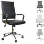 LUCKWIND Ergonomic Office Chair Ribbed Leather Swivel - Adjustable Height Tilt Arm Sleeves Lumbar Support High Back Upholstery Executive Modern Conference Computer Chrome Wheel Caster 350lb Big Black