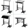 Cocoarm Stand Up Computer Desk, Height Adjustable Standing Desk Sit Stand Converter Computer Desktop Workstation, Moveable with Wheels ((Host Shelf Included))