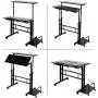 Cocoarm Stand Up Computer Desk, Height Adjustable Standing Desk Sit Stand Converter Computer Desktop Workstation, Moveable with Wheels ((Host Shelf Included))