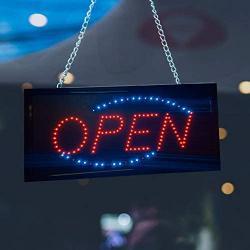 Open Neon Sign LED Electronic Display for Business Bar Barber Salon Ultra Bright Blue and Red Light - 10'' x 9''