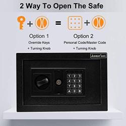 JUGREAT Security Safe Box with Induction Light,0.4 Cubic Feet Electronic Digital Securit Safe Steel Construction Hidden with Lock，Wall or Cabinet Anchoring Design for Home Office Hotel Business