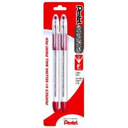Pentel R.S.V.P. Ballpoint Pen, Fine Line, Red Ink, 2 Pack (BK90BP2B)