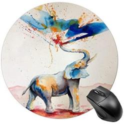BYBART Mouse Pad, Colorful Rainbow Elephant Mouse Pad Round Non-Slip Rubber Mousepad Office Accessories Desk Decor Mouse Pads for Computers Laptop
