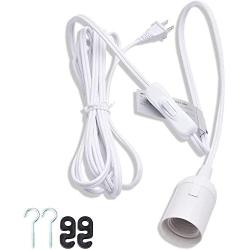 JACKYLED Extension Hanging Lantern Cord Cable UL 12Ft E26 E27 Socket On/Off Button Plug in Pendant Lighting for Kitchen Bedroom Plant Growth Light