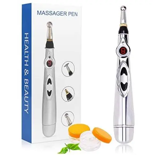 Acupuncture Pen, Electronic Massage Pen, Electronic Acupuncture Pen, Electronic Meridian Energy Pen for Pain Relief with 3 Massage Heads(Battery Not Included)