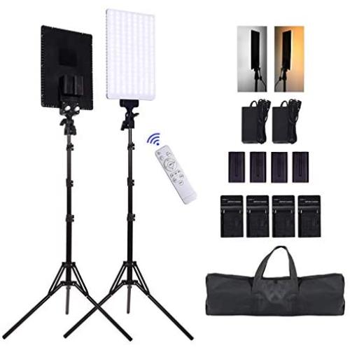 GIJUANRING LED Video Light,Photography Lighting Camera Studio Light with Batteries,Stand Dimmable Bi-Color 3200-5500K Photo Light Panel for Portrait, Product Photography, Outdoor Video,YouTube Video