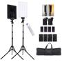GIJUANRING LED Video Light,Photography Lighting Camera Studio Light with Batteries,Stand Dimmable Bi-Color 3200-5500K Photo Light Panel for Portrait, Product Photography, Outdoor Video,YouTube Video