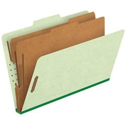Pendaflex 2257G Six-Section Pressboard Folders, Legal, 2/5 Tab, Light Green (Box of 10)