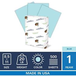 Hammermill Colored Paper, 20 lb Blue Printer Paper, 8.5 x 11-1 Ream (500 Sheets) - Made in the USA, Pastel Paper, 103309R