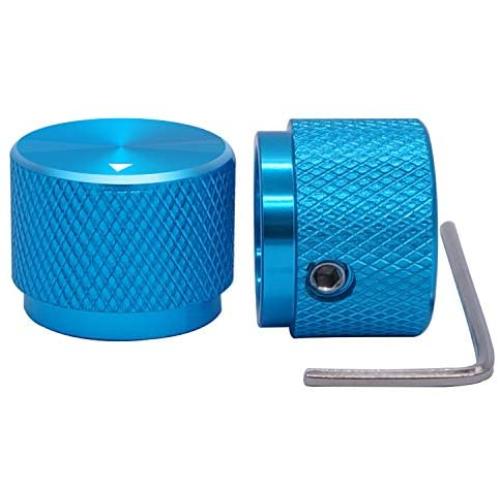 Taiss / 2pcs Blue Aluminum Rotary Electronic Control Potentiometer Knob For 6 mm Diameter Shaft, Volume Control Knobs, Audio knob, Guitar Knobs，Switch Knob, 20mm dia. x 15.5mm height