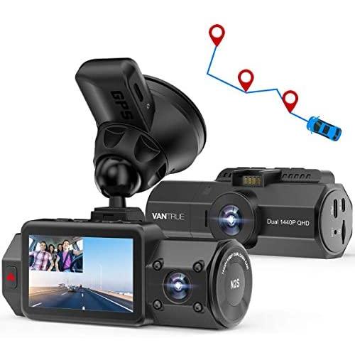 Vantrue N2S Dual 2.5K Dash Cam with GPS, 4K Single Front or 1440P Front and Cabin Car Dashboard Camera with Super Capacitor, IR Night Vision, Parking Mode, Motion Sensor, Support 256GB Max