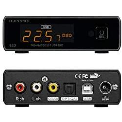 Topping E30 Mini Stereo DAC HiFi AK4493 Coaxial Optical Fiber USB Input Converter 32Bit/768kHz DSD512 Decoder for Home Theater Game Music (Blue)