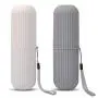 Travel Toothbrush Case and Carrier, 2 PCS Portable Business Trips Wash Cup Holder Organizer for Trips and Daily Use (Grey+White)