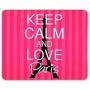 Moslion Keep Calm and Love Paris Mouse Pad Eiffel Tower Heart Stripe Beauty Style Pink Gaming Mouse Mat Non-Slip Rubber Base Thick Mousepad for Laptop Computer PC 9.5x7.9 Inch