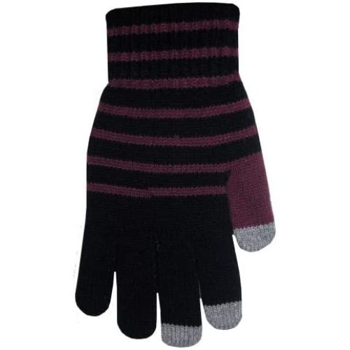 Boss Tech Products Knit Touchscreen Gloves with Conductive Fingertips for Use with All Touchscreen Electronic Devices - Black and Purple