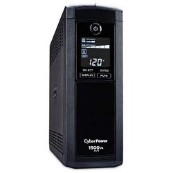 CyberPower CP1500AVRLCD Intelligent LCD UPS System, 1500VA/900W, 12 Outlets, AVR, Mini-Tower Black