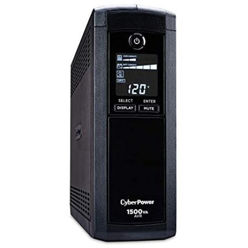 CyberPower CP1500AVRLCD Intelligent LCD UPS System, 1500VA/900W, 12 Outlets, AVR, Mini-Tower Black