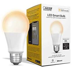 Feit Electric OM60/SW/HK 60W Equivalent A19 Smart, Works with Apple HomeKit and Siri Voice Control, No Hub Required LED Light Bulb, 4.4'' H x 2.4'' D, 2700K Soft White