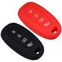 Lcyam Key Fob Cover Silicone Protection Case Remote Holder Fits for 2019 2020 Hyundai Kona Santa Fe Veloster Sonata Keyless Smart Key 4 Button (Black Red)