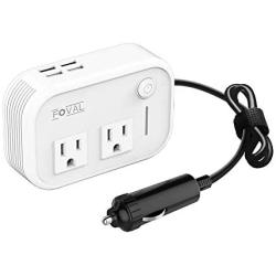 Foval 200W Car Power Inverter DC 12V to 110V AC Converter with 4 USB Ports Charger (White)