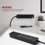 SUPERDANNY USB Surge Protector Power Strip Mountable Extension Cord Multiple Protection 5 Outlet 3 USB Port with Hook & Loop Fastener for iPhone iPad PC Home Office Travel Black