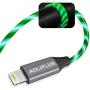 iPhone Charger, AOLIPLUS 6FT LED Lightning Cable [Apple MFi Certified ] USB Charging/Sync Lightning Cord Compatible with iPhone SE 11 11 Pro 11 Pro Max Xs MAX XR X 8 7 6S 6 5, iPad and More - Green