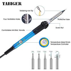 Soldering Iron Kit Electronics 60W Adjustable Temperature Soldering Iron, 5pcs Soldering Iron Tips, Solder, Rosin, Solder Wick, Stand and Other Soldering Kits in Portable Toolbox