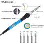 Soldering Iron Kit Electronics 60W Adjustable Temperature Soldering Iron, 5pcs Soldering Iron Tips, Solder, Rosin, Solder Wick, Stand and Other Soldering Kits in Portable Toolbox