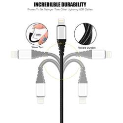 iPhone Charger Cable 1ft, CABEPOW 1 Foot Lightning Cable [2-Pack], Fast iPhone Charging Cord Compatible with iPhone 11/11 Pro /11 Pro Max/XS/XS Max/XR/X/8/8 Plus/7/6(Not Apple MFi Certified)-Silver