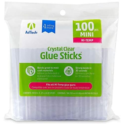 AdTech 100-pack 4-inch HIGH TEMP Mini Glue Sticks for Crafting, DIY, and Home Repair