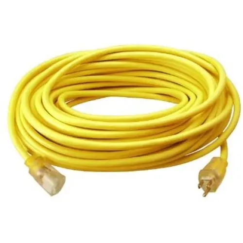 Southwire 2588SW0002 Outdoor Cord-12/3 SJTW Heavy Duty 3 Prong Extension Cord-for Commercial Use (50, Yellow), 50 Feet