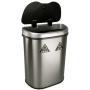 NINESTARS Automatic Touchless Infrared Motion Sensor Trash Can/Recycler with D Shape Silver/Black Lid & Stainless Base, 18 Gal, Stainless Steel