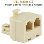 Uvital RJ11 Duplex Wall Jack Adapter Dual Phone Line Splitter Wall Jack Plug 1 to 2 Modular Converter Adapter for Office Home ADSL DSL Fax Model Cordless Phone System, Yellow(2 Packs)