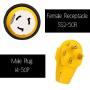 Houseables 50 Amp RV Extension Cord, Power Cords, 30 Feet Long, 1 Pack, Black, Yellow, SS2-50R Female Adaptor, 14-50P Male Plug, 50A Compatible, PVC, Electrical Cable, Wire, Charger, for Camper