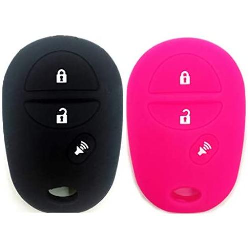 Ezzy Auto Black and Rose Silicone Rubber Key Fob Case Key Covers Key Jacket Skin Protectors fit for Highlander Sequoia Sienna Tacoma Tundra