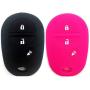 Ezzy Auto Black and Rose Silicone Rubber Key Fob Case Key Covers Key Jacket Skin Protectors fit for Highlander Sequoia Sienna Tacoma Tundra