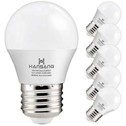 Hansang A15 LED Bulb Light 6 Watt (60w Equivalent),E26 Base,G45 Bulb,Ra83 600lm 2700K Warm White 120V for Ceiling Droplight,House Lighting No Dimmable 6 Pack