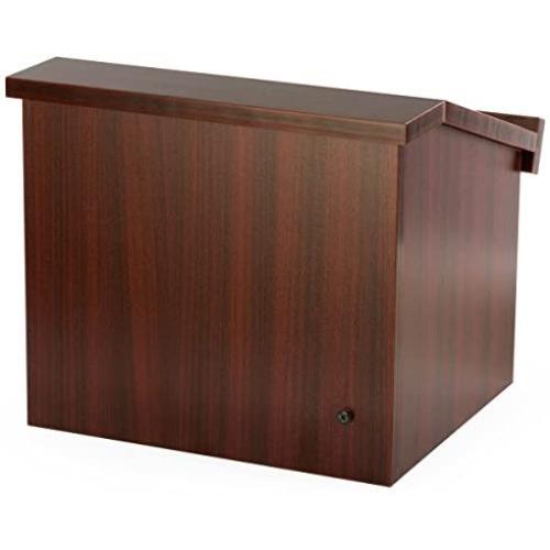 12.6''H Tabletop Portable Podium, Folding, Angled Surface with Lip, Storage Area (Mahogany)
