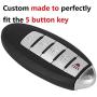 KOSMIQ Silicone 5buttons Smart Key Fob Remote Skin Cover Case Protector Keyless Entry Jacket Compatible with 2018 2017 Nissan Armada Murano Rogue Maxima Altima Sedan Pathfinder KR5S