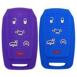 2Pcs 6-Button Coolbestda Silicone Key Fob Case Compatible with 2021 2020 2019 Dodge Ram 1500 Laramie Longhorn Remote Cover Keyless Entry Sleeve Pouch